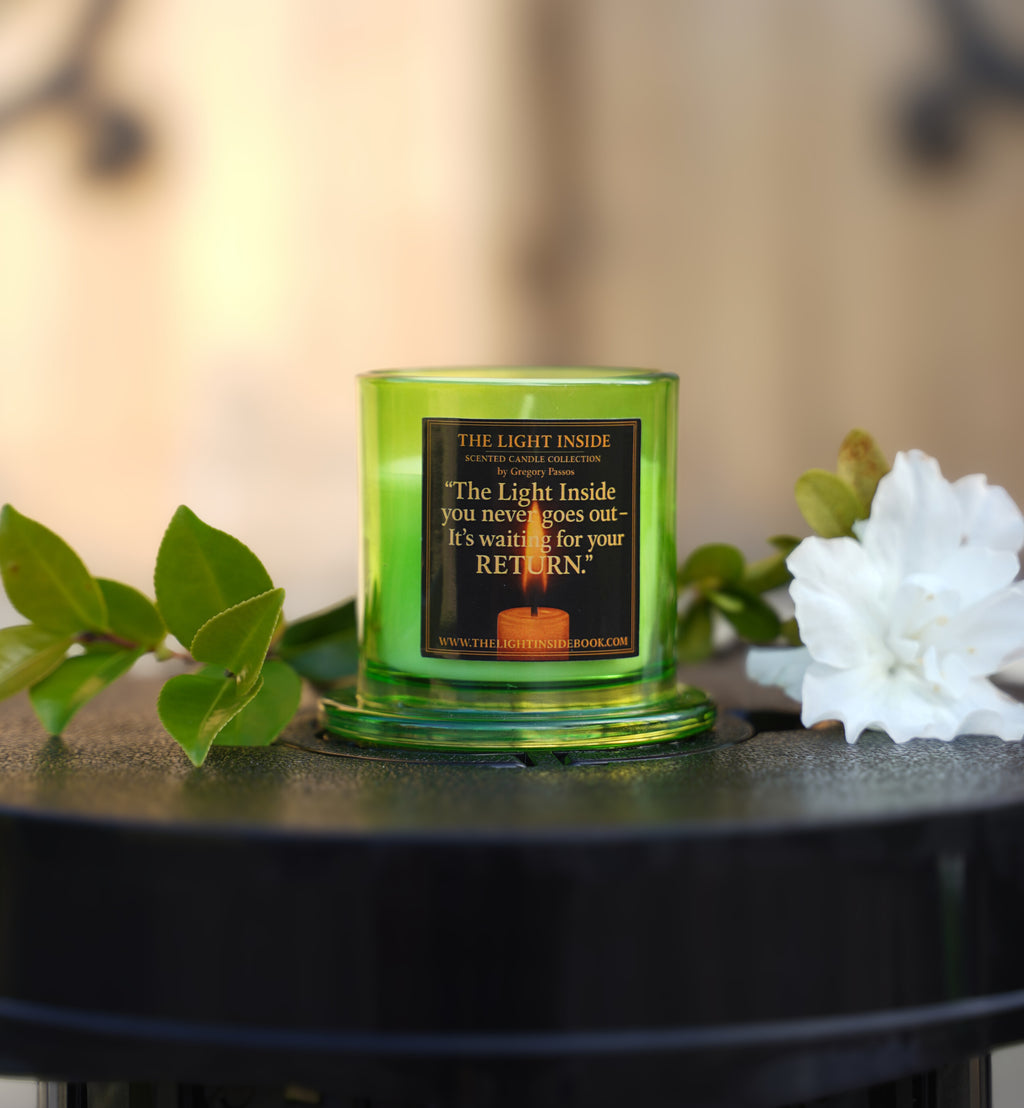 The Light Inside Scented Candle – Citronella (Mosquito Repellent, Green Glass Cup)