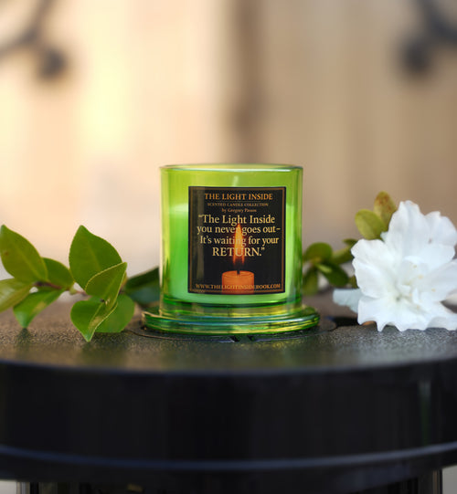 The Light Inside Scented Candle – Citronella (Mosquito Repellent, Green Glass Cup)