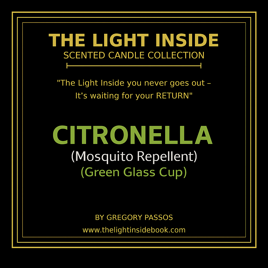 The Light Inside Scented Candle – Citronella (Mosquito Repellent, Green Glass Cup)