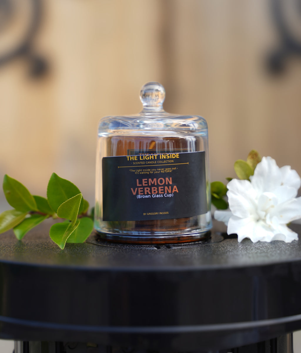 The Light Inside Scented Candle – Lemon Verbena (Brown Glass Cup)